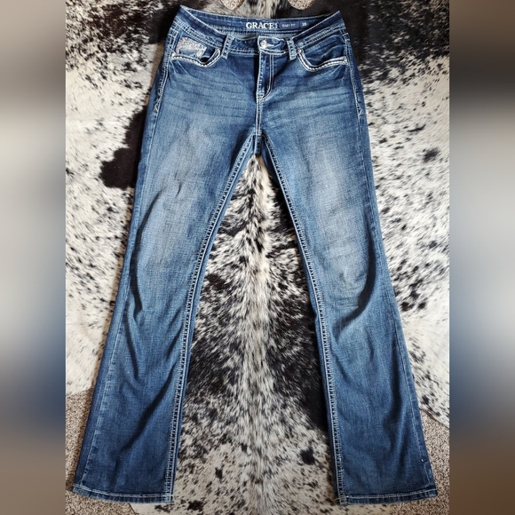 Grace in LA Denim - Grace in LA Classic Blue Flare Jeans